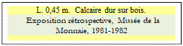 Zone de Texte: L. 0,45 m.  Calcaire dur sur bois.
 Exposition r�trospective, Mus�e de la Monnaie, 1981-1982 

