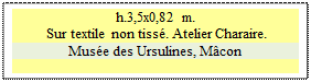 Zone de Texte: h.3,5x0,82 m. 
 Sur textile non tiss�. Atelier Charaire. 
Mus�e des Ursulines, M�con

