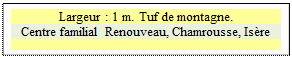 Zone de Texte: Largeur : 1 m. Tuf de montagne. 
Centre familial Renouveau, Chamrousse, Is&egrave;re

