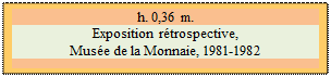 Zone de Texte: h. 0,36 m.
Exposition r�trospective, 
Mus�e de la Monnaie, 1981-1982 

