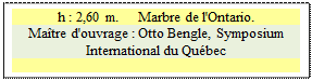 Zone de Texte: h : 2,60 m.     Marbre de l'Ontario.
Ma�tre d'ouvrage : Otto Bengle, Symposium International du Qu�bec

