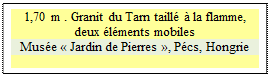 Zone de Texte: 1,70 m . Granit du Tarn taill� � la flamme, 
deux �l�ments mobiles
Mus�e � Jardin de Pierres �, P�cs, Hongrie

