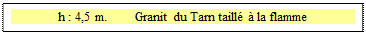 Zone de Texte: h : 4,5 m.        Granit du Tarn taill� � la flamme


