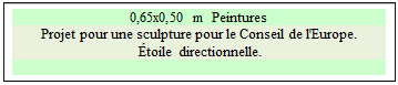 Zone de Texte: 0,65x0,50 m  Peintures
Projet pour une sculpture pour le Conseil de l'Europe.
 �toile directionnelle.

