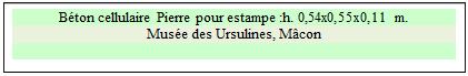 Zone de Texte: B�ton cellulaire Pierre pour estampe :h. 0,54x0,55x0,11 m.
Mus�e des Ursulines, M�con


