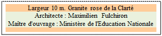 Zone de Texte: Largeur 10 m. Granite rose de la Clart�
Architecte : Maximilien Fulchiron 
Ma�tre d'ouvrage : Minist�re de l'Education Nationale

