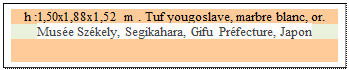 Zone de Texte: h :1,50x1,88x1,52 m . Tuf yougoslave, marbre blanc, or. 
Mus�e Sz�kely, Segikahara, Gifu Pr�fecture, Japon 

