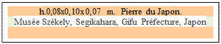 Zone de Texte: h.0,08x0,10x0,07 m.  Pierre du Japon. 
Mus&eacute;e Sz&eacute;kely, Segikahara, Gifu Pr&eacute;fecture, Japon 


