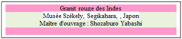 Zone de Texte: Granit rouge des Indes
Mus�e Sz�kely, Segikahara, , Japon 
Ma�tre d'ouvrage : Shozaburo Yabashi

