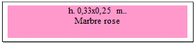 Zone de Texte: h. 0,33x0,25 m.. 
Marbre rose
